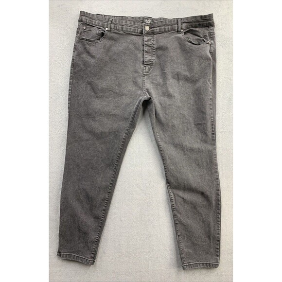 Man Boohoo Man Denim Buttonfly Jeans Men's Size 46x30 Black Dark Wash Distressed - Picture 1 of 14